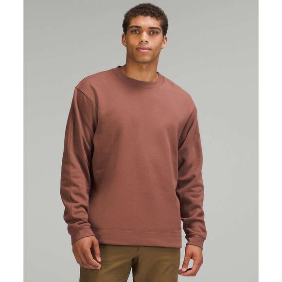Lululemon Men's Brown French Terry Oversized Crewneck Sweatshirt Cinchable Hem M - Picture 1 of 13
